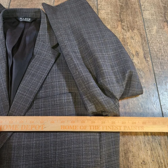 Jos. A. Bank Blazer Mens 44R Gray Glen Check Plaid 100% Wool Sport Coat Jacket - Picture 6 of 9